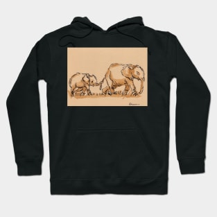 Mommy: Elephants Watercolor Painting #9 Hoodie